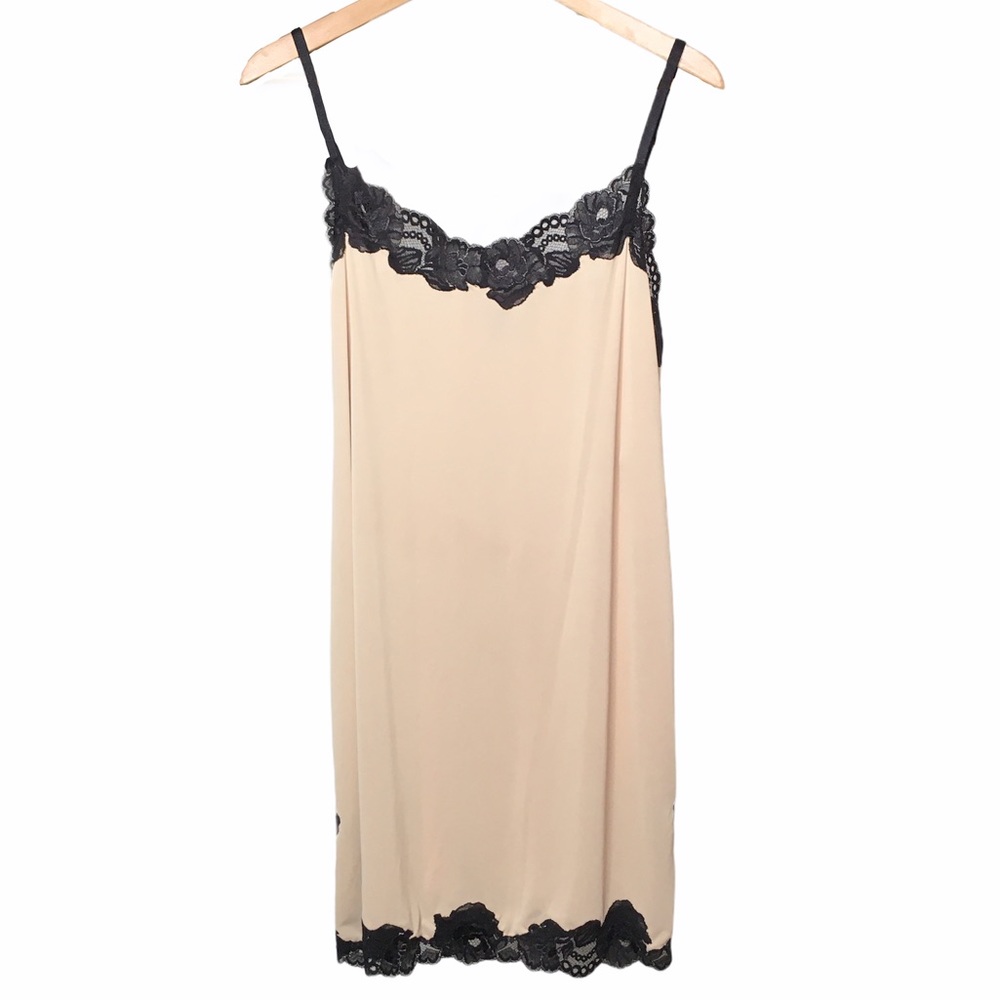 Natori Lace Trim Chemise Slip Dress Lingerie